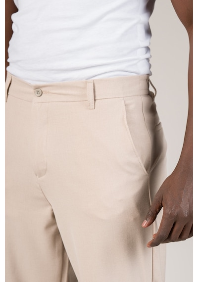 Akçaylar Yazlık Astarsız Arka Beli Lastikli Geniş Paça Yarım Baggy Kumaş Pantolon Krem
