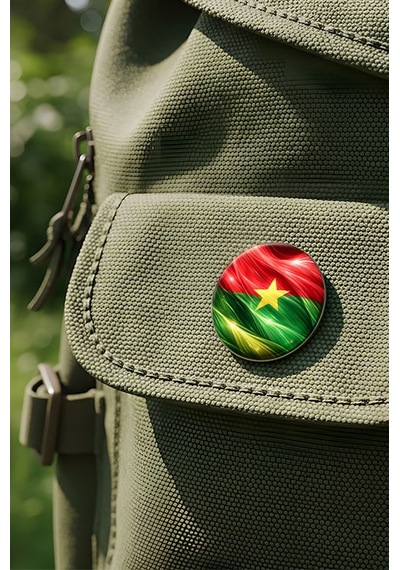Burkina Faso Burkina Faso Abstract Ülke Bayraklı Buton Rozet - 44 MM 5 Adet Çok Renkli
