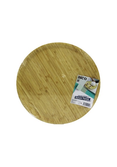 İbico İ22-241 Yuvarlak 38cm Ahşap Bambu Servis Sunum Tepsisi & Tahtası