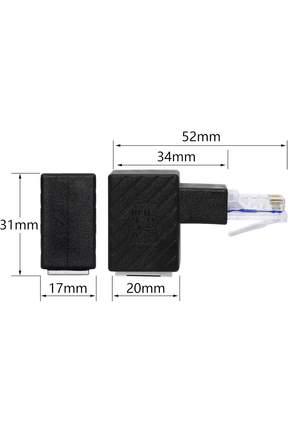 Rj45 Erkek-dişi Uzatma Ağ Konnektörü Gigabit Destekli L Tipi Rj45 Dişi Erkek 90 Derece Cat İnternet Ethernet Kablo Uç Çevirici Adaptör