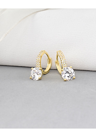 Brezza Lusso Jewelry 18k Serie Oro Zirkon Taşı Halka Kadın Gümüş Küpe Stylish Night 7 Mm