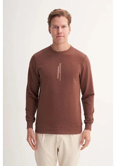 Cazador Slim Fit Mevsimlik 3 İplik Pamuk Karışımlı Sweatshirt-54185 Kahverengi