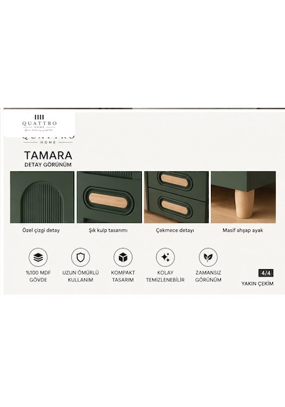 Tamara 3 Kapaklı Dolap Yeşil