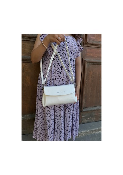 Just Polo Kadın Yeni Sezon Örgü Detaylı Ayarlanabilir Askılı Lüks El Ve Omuz Çantası Ebat : 26 X 14 Cm Beyaz