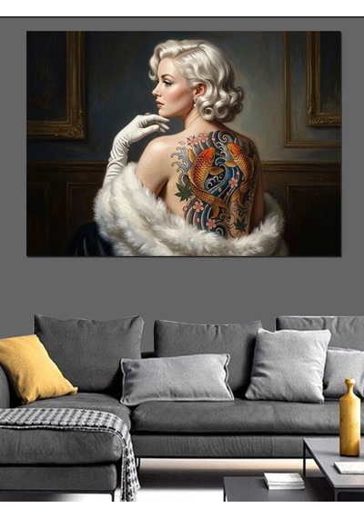 Marilyn Monroe Dövmeli Sırt Tablosu Dekoratif Kanvas - Mdf Ahşap Tablo