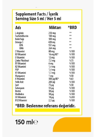 Nordic Bork Multivitamin Içeren Omega-3 Takviye Edici Şrp 150 Ml