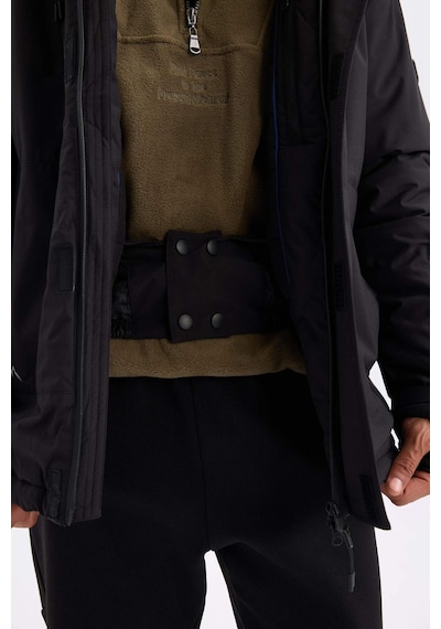 DeFactoFit Sıcak Tutan Kayak Montu Su İtici Rüzgar Geçirmez Kapüşonlu Polar Astarlı Ultra Korumalı D1822AX24WNBK81