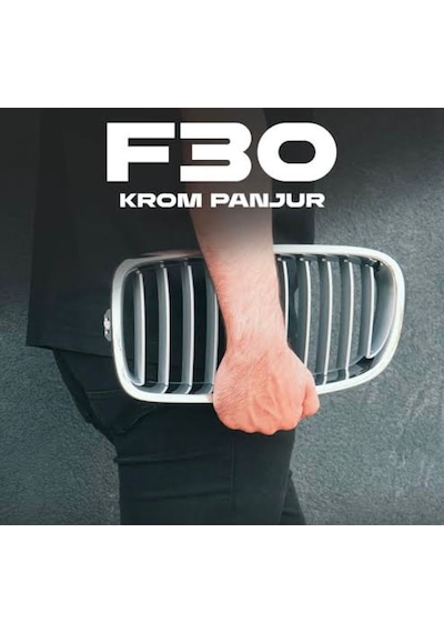 Bmw F30 Panjur Krom Titan Böbrek Izgara Seti 3 Serisi Ön Grill 2012-2017 Uyumlu Gri
