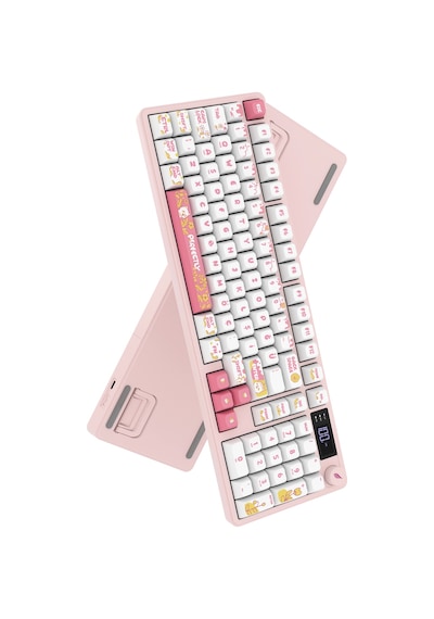 Hawk Gaming Hk258 Membrane Lcd Rgb Kablosuz/bluetooth Beyaz Pembe Full Türkçe Gaming Klavye