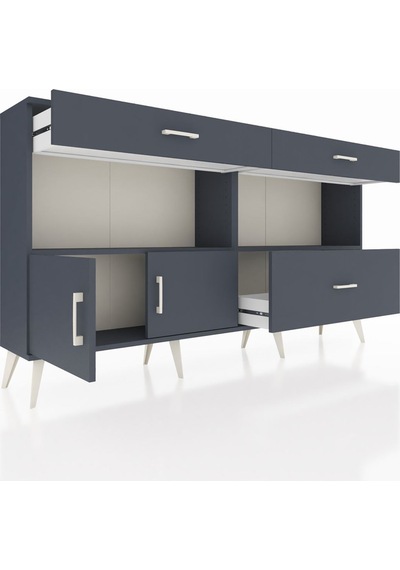 Arges Konsol 2 Raflı 3 Çekmeceli 2 Kapaklı 176x30x99 Antrasit-ant Antrasit-antrasit Arges Konsol 2 Raflı 3 Çekmeceli 2 Kapaklı 176x30x99 Antrasit-ant Antrasit-antrasit