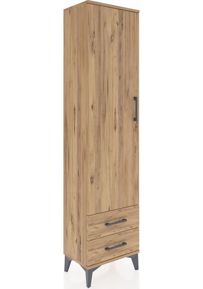 Arges Dolap Tek Raflı 2 Çekmeceli Tek Askılı 44x30x182 Çam-çam Çam