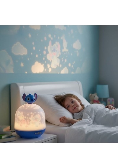 Stitch Temalı - Işıklı Ve Müzikli - Filmli Dönen Renkli Star Master Projeksiyon Gece Lambası
