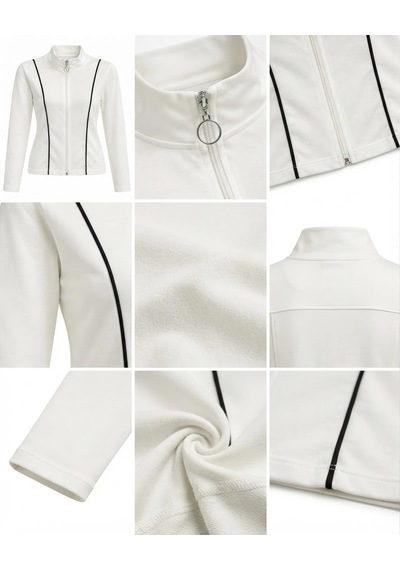 Nazzain Biye Detay Dar Kesim Sweatshirt Beyaz