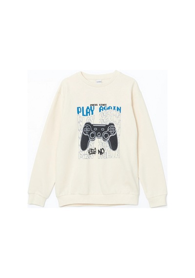 LC Waikiki Lcw Kids Bej Bisiklet Yaka Erkek Çocuk Sweatshirt Ten Rengi