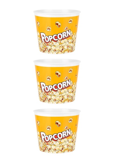 3 Adet Mısır Cips Kovası Renkli Plastik Popcorn Kasesi
