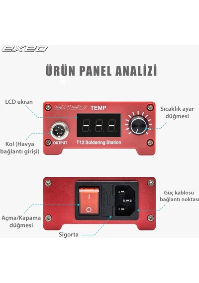 T12 Dijital Isı Ayarlı Havya Lehimleme İstasyonu Makinası 75w