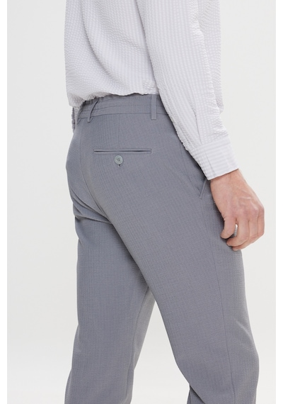 AC&Co / Altınyıldız Classics Erkek Grı Slim Fit Dar Kesim Beli Bağlamalı Yan Cep Gofre Desenli Pantolon Gri