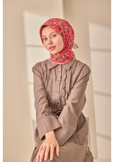Silk Home Soft Eşarp 73091-29 Fuşya, Kızıl Kahve, Yeşil, Beyaz