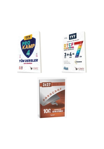 2027 2027 Limit Tyt Tüm Dersler Prokamp + Sosyal Dtcf 7 Gün Bilimler Soru + Anla Kazan Paragraf Deneme 3'lü Set