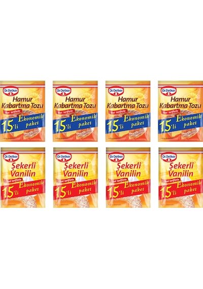 Dr. Oetker Kabartma Tozu 4 x 15'li + Vanilya 4 x 15'li