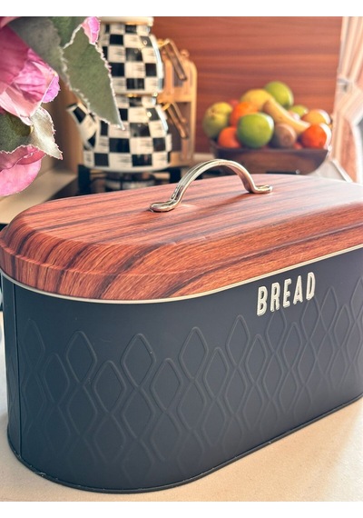Makri Home Ekmeklik, Metal Ekmeklik, Ekmek Sepeti ,yerli Üretim 34 Cm X 19 Cm X 16 Cm Siyah