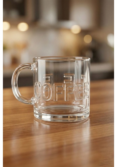 Grandora Coffee Yazılı Cam Kahve Bardağı 3 Lü Set 300 Ml Şeffaf Cam Kupa Espresso, Filtre Kahve, Çay Bardak Şeffaf