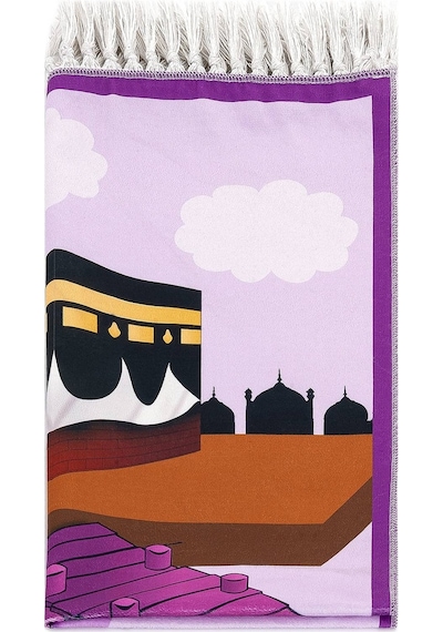 Dijital Baskılı Çocuk Seccadesi - Kayıklı Kabeli - 44 X 78 cm