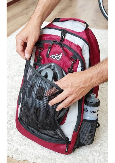 Sol - Venture Gündelik Seyahat Unisex Sırt Çantası Kan Kırmızı Gri