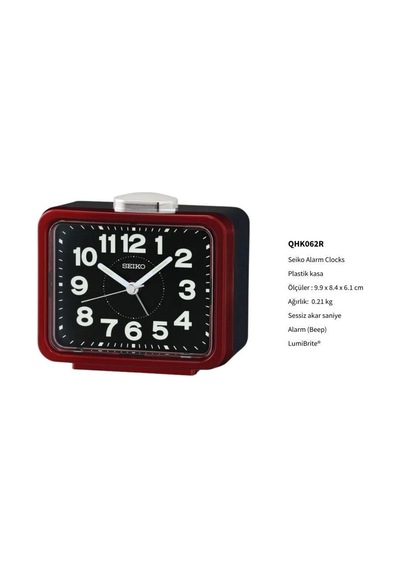 Seiko Qhk062r Sessiz Saniyeli Aydınlatmalı Bell Sesli Alarmlı Masa Saati Çok Renkli