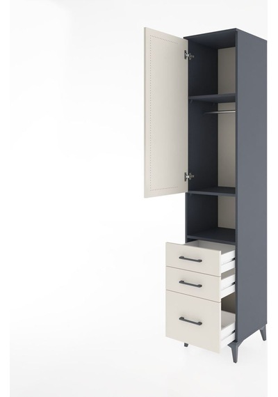 Hyperion Dolap 3 Raflı 3 Çekmeceli Tek Askılı 44x44x221 Antrasit-aytaşı Antrasit