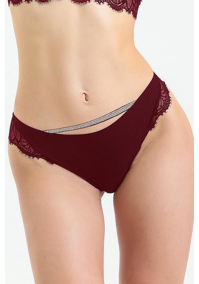 Magic Form 686 Kadın Arkası Dantelli Taşlı Slip Külot-bordo Bordo