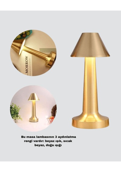 Kablosuz Led Masa Lambası, 1800mah 3 Renk Dokunmatik Aydınlatma Çok Renkli