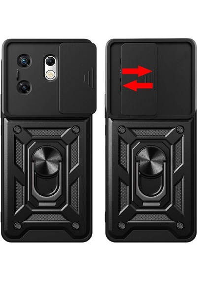 Ennar İnfinix Zero 30 4g Kılıf Magnetik Standlı Sürgülü Kamera Korumalı 360 Döner Yüzüklü Kapak Lacivert