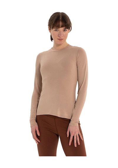 Inguz Uzun Kollu Basic Modal Yoga T-shirt Bej