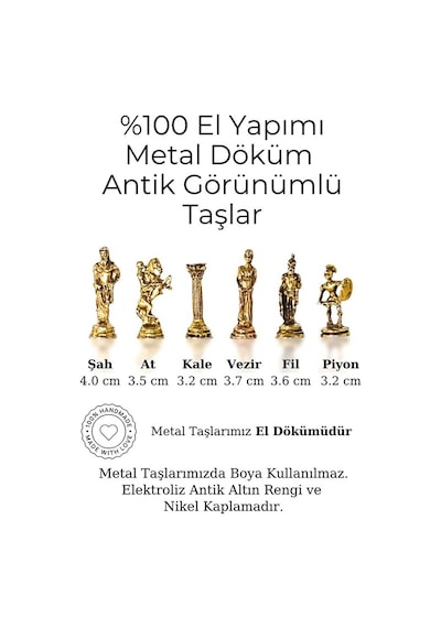 Mc59 Bizans Figürlü El Yapımı Metal Satranç Takımı Kayın Ağacı Satranç Tahtası - Lüks Hediyelik