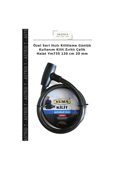 Özel Seri Hızlı Kilitleme Günlük Kullanım Kilit Zırhlı Çelik Halat Ym735 120 Cm 20 Mm
