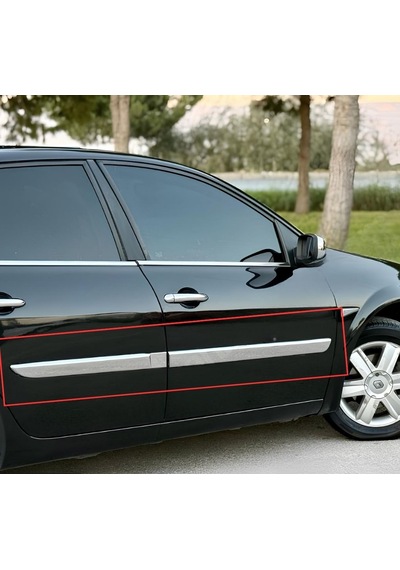 Ebal Otomotiv Renault Megane 2 HB Krom Yan Kapı Çıtası 4 Prç. (GENİŞ-UZUN)