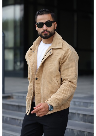 Unisex Kadife Baharlık Vinatage Oversize Ceket Krem Kdf