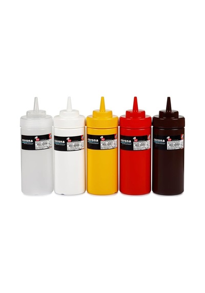 Geniş Kapaklı Ketçap Ve Mayonez Dispenseri Şişesi, 450 Ml Kapasite, Sarı Çok Renkli