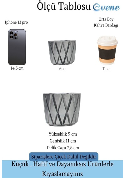 Saksı Çiçek Kaktüs Saksısı Lüx 11 Cm Altın Eskitme Varak Boyalı Baklava Desen Saksı Çiçeklik - Gümüş Eskitme