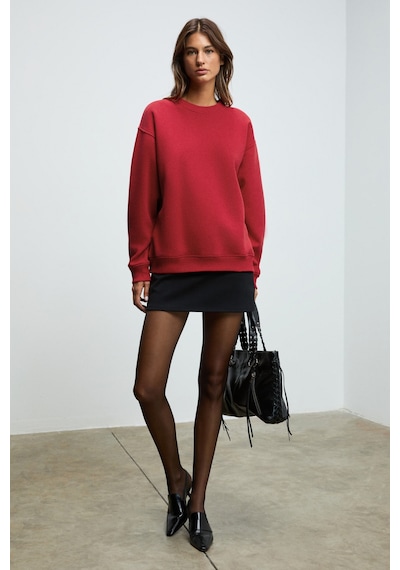 Grımelange Karıus Kadın Organik Pamuklu İçi Polarlı Oversize Yuvarlak Yakalı Bordo Sweatshirt Bordo Grımelange Karıus Kadın Organik Pamuklu İçi Polarlı Oversize Yuvarlak Yakalı Bordo Sweatshirt Bordo
