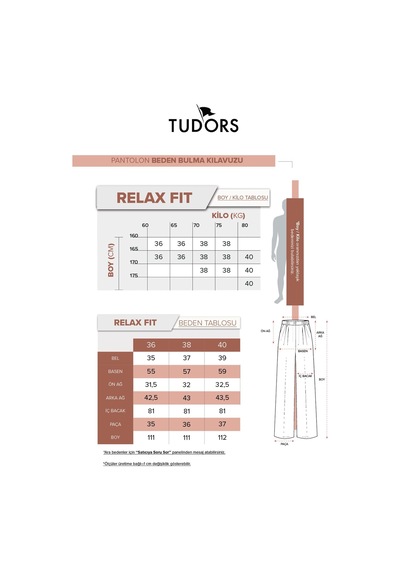 Tudors Kadın Relax Fit Rahat Kesim Pamuklu Pileli Gri Palazzo Pantolon-50589