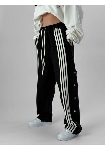 Cocopelli Kadın Şeritli Siyah Baggy Pantolon Coc1078 Siyah