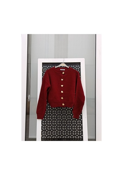Çınar Boutique Gold Kalp Düğmeli Crop Hırka-siyah - Standart Siyah Siyah