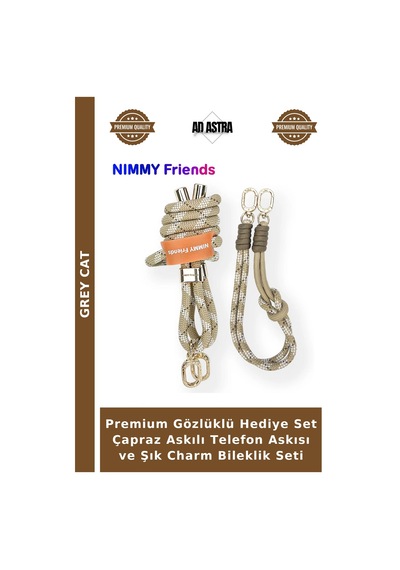 Premium Gözlüklü Hediye Set Çapraz Askılı Telefon Askısı Ve Şık Charm Bileklik Seti