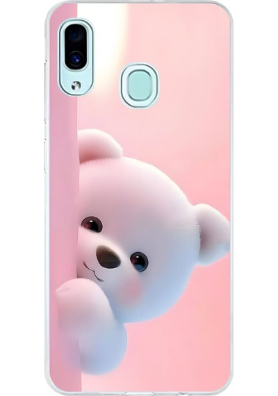Samsung Galaxy A30 Uyumlu Şeffaf Kılıf 1 Peluş Ayıcık Tasarımlı