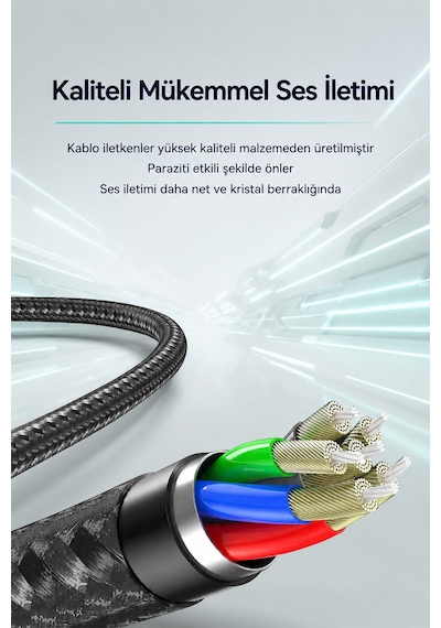 Type-c - 3.5mm Kulaklık Dönüştürücü, Dijital Dac Çipli Hi-res Ses Adaptörü, Telefon Tablet Bilgisayar Uyumlu, Metal Gövde, Naylon Örgülü, Parazit Önleyici A551