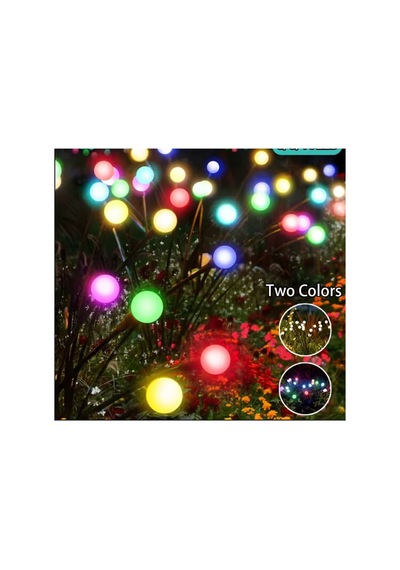 2 Adet Güneş Enerjili Rgb 8 Top Çok Renkli Ateş Böceği Led Bahçe Aydınlatma Solar Bahçe Süsü