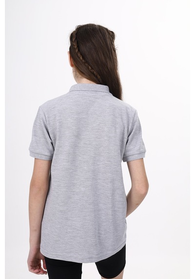 Toontoy Kids Toontoy Unisex Polo Yaka Düğmeli Uzun Kısa Tişört Gri