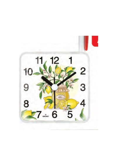 Galaxy Mıknastıslı Nostaljik Limon Ağacı Eskitme Desenli Buzdolabı Saati Kare 10 X 10 Cm Sarı